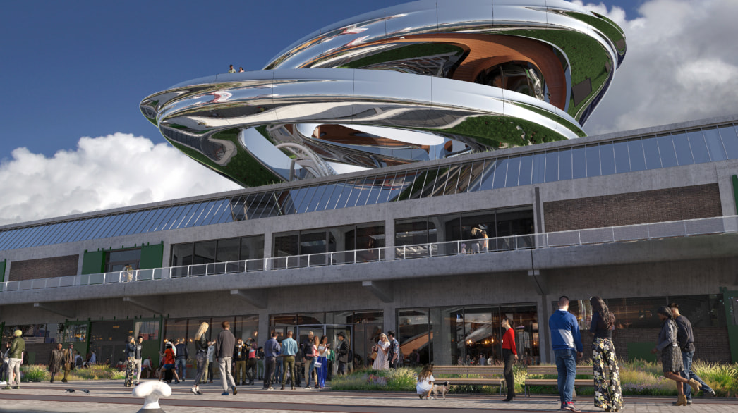 Foto van Fenix view of Tornado from water level artist impression MAD Architects